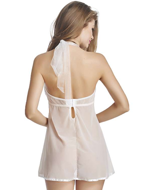 women self designed halter neck lace babydoll - 22340824 -  Standard Image - 2