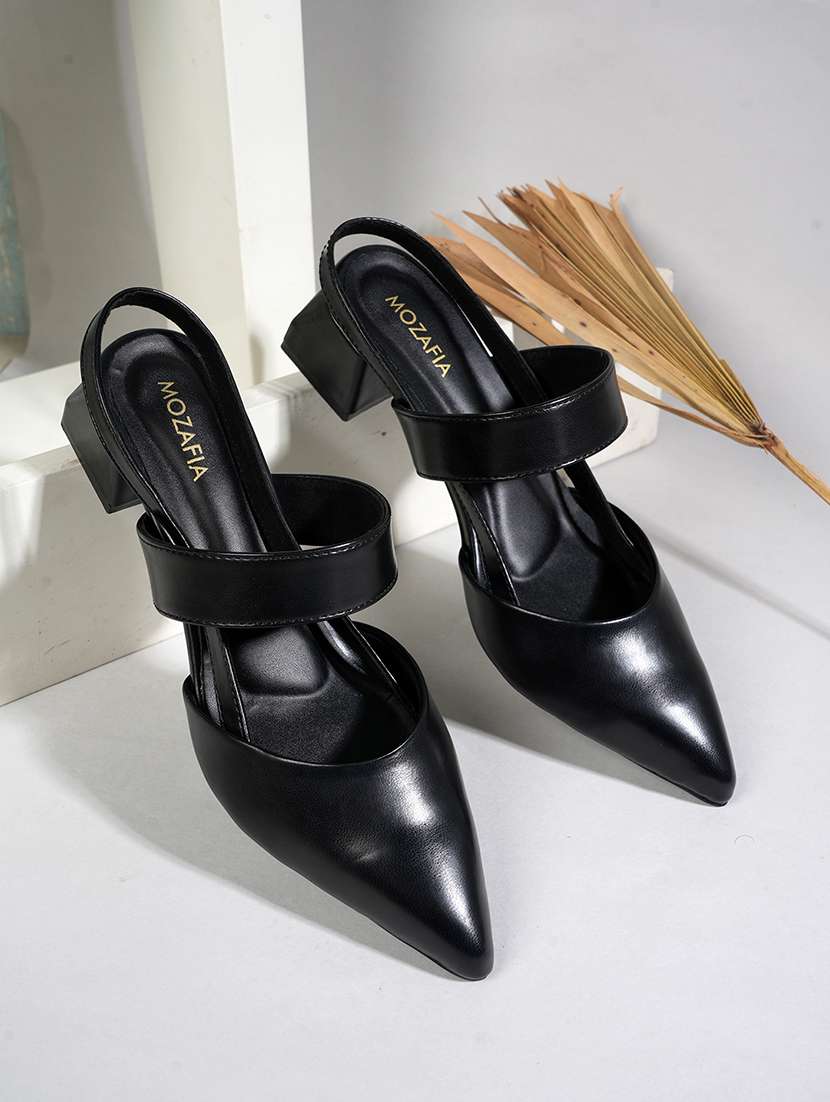 women solid back strap mules