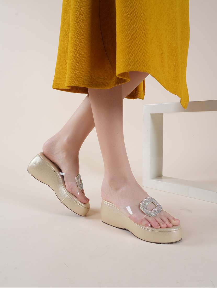 women embellished slip on  wedges - 22341296 -  Standard Image - 2