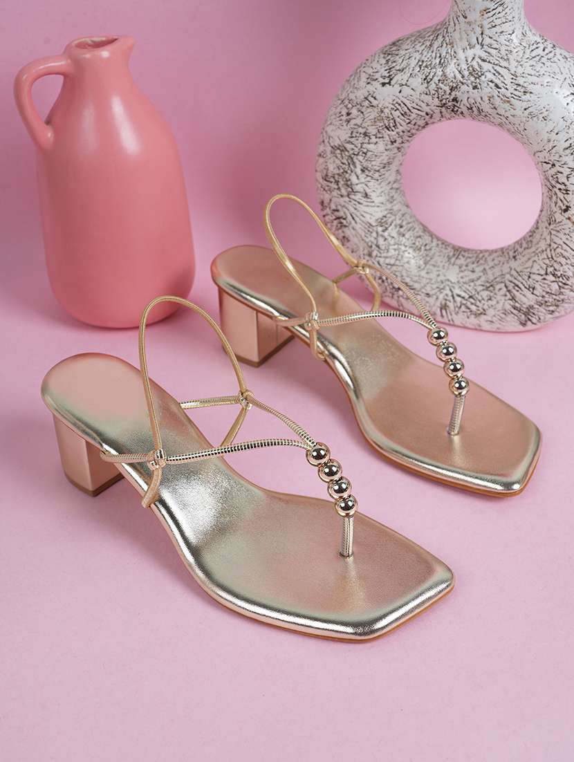 women solid back strap block heels