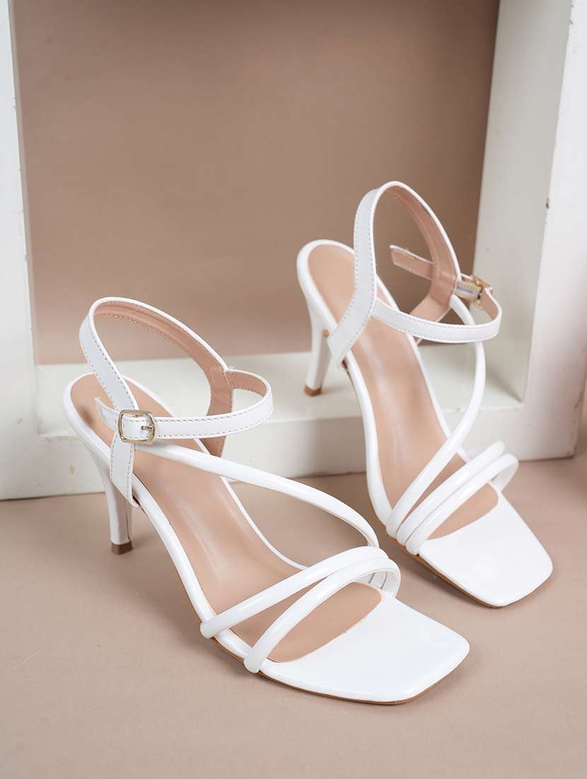 women solid ankle strap heels