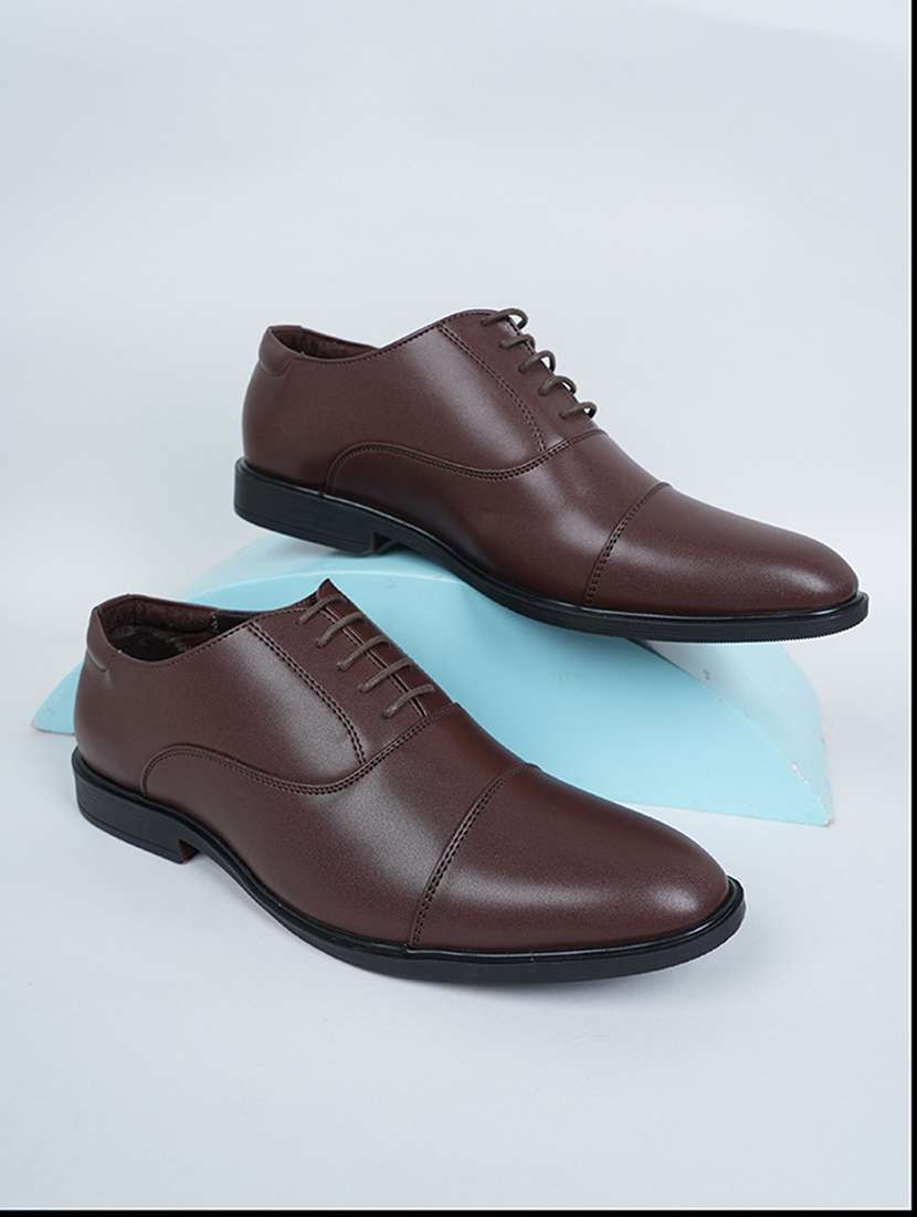 men solid lace up oxford