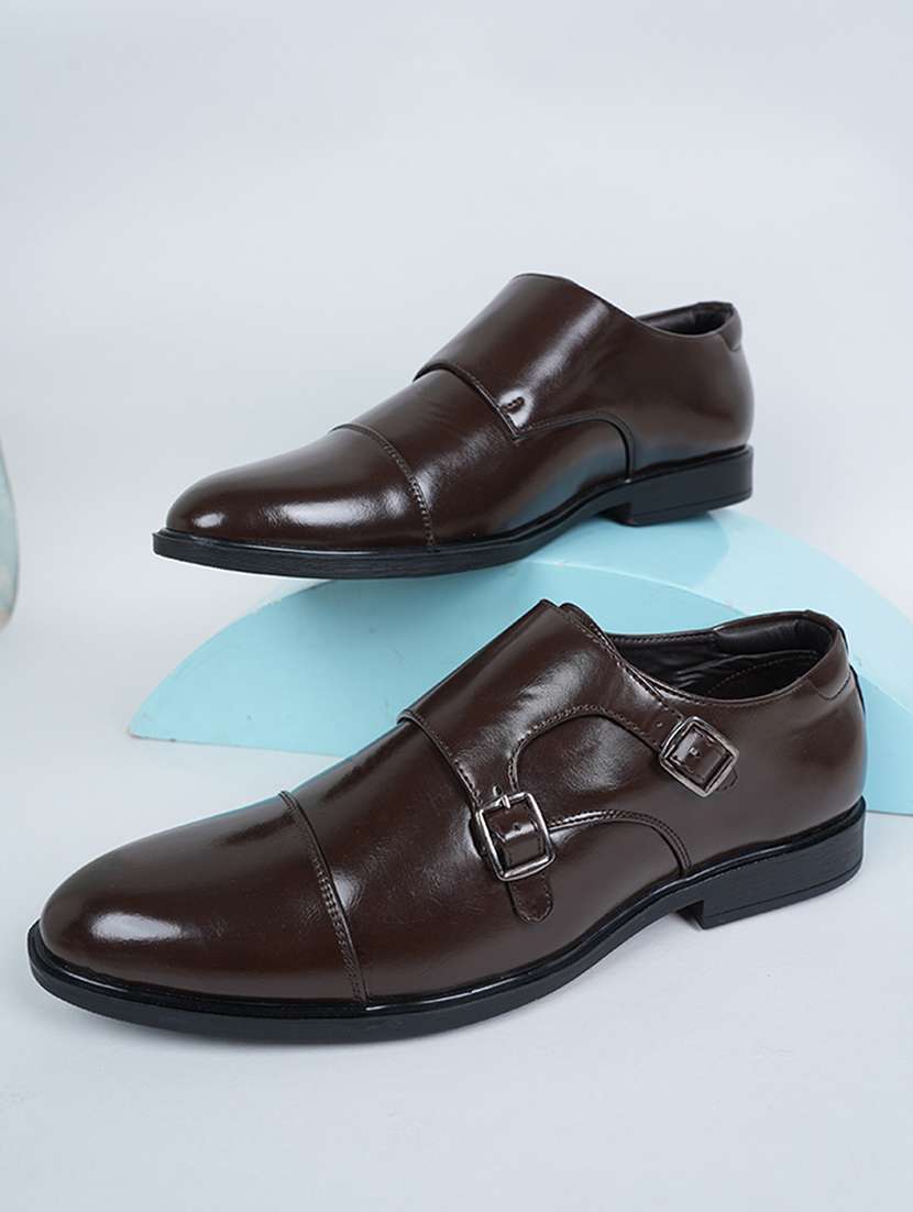 men solid slip on monk strap