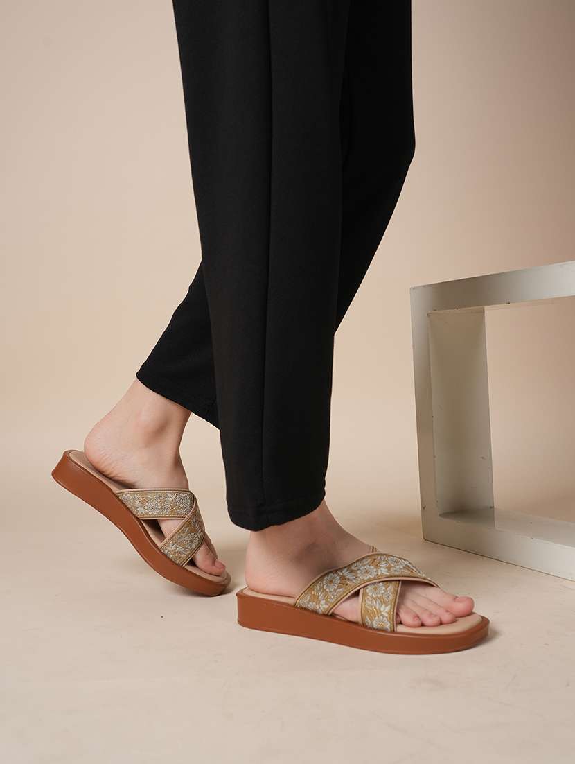 women embroidered slip on flat sandal - 22341433 -  Standard Image - 2