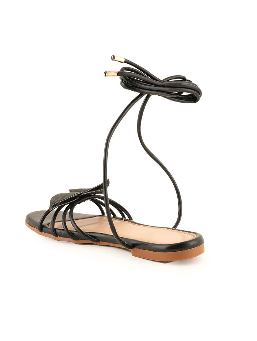 Women Solid Lace Up Flat Sandal - 22341439 -  Standard Image - 2