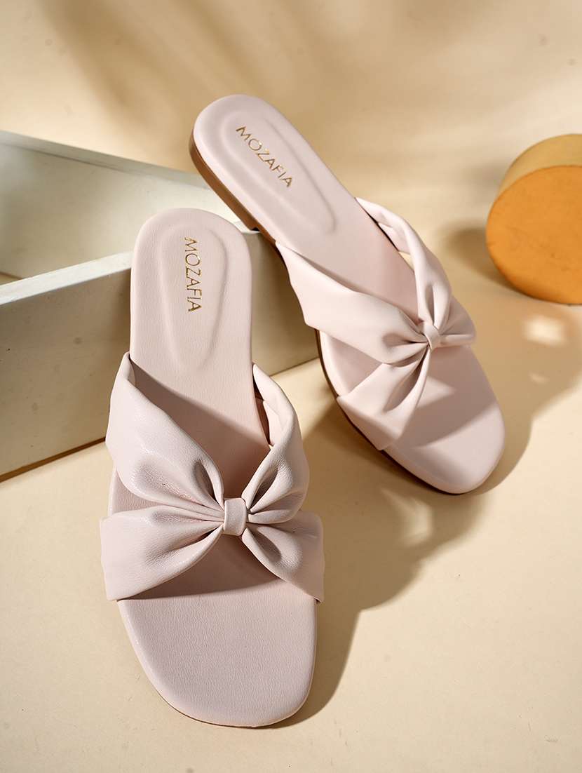 women solid slip on flat sandal