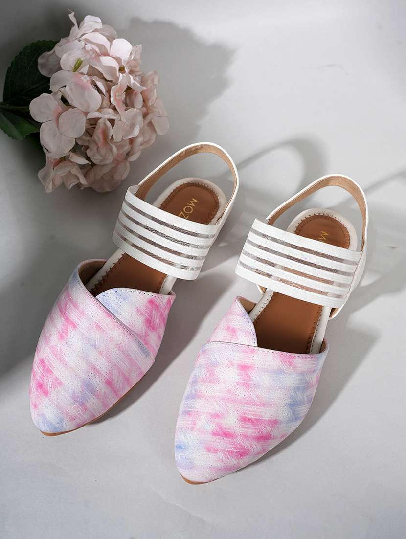 women printed back strap flat sandal