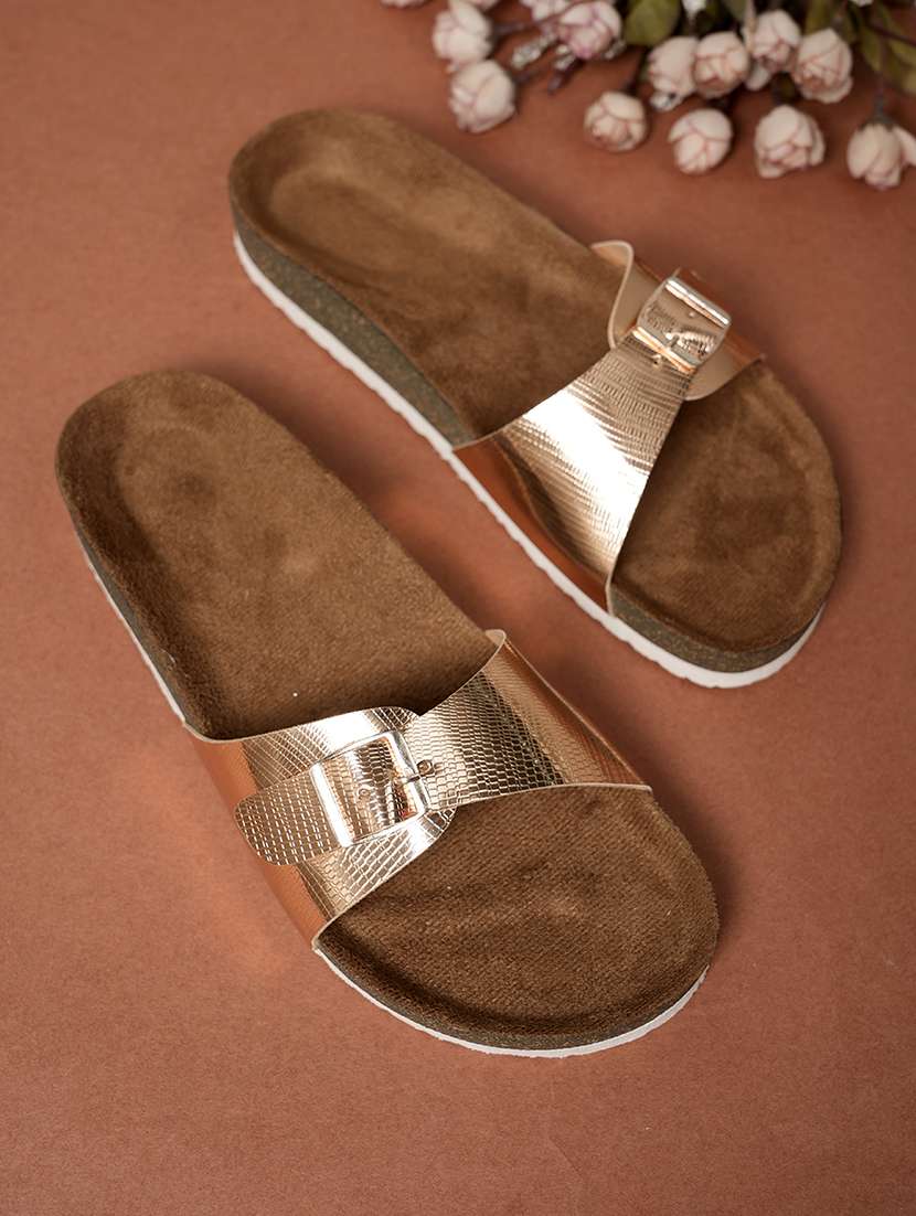 women solid slip on flat sandal