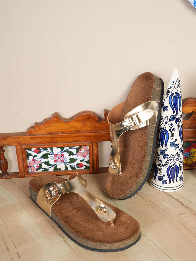 women solid slip on flat sandal