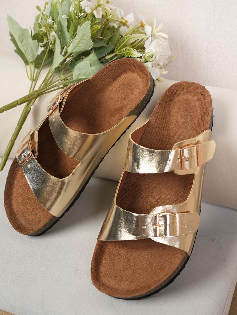women solid slip on flat sandal