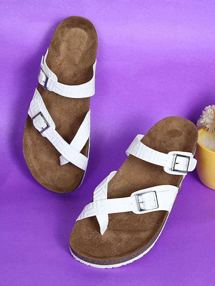 women solid slip on flat sandal