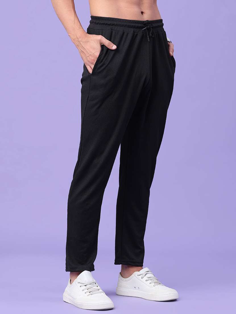 men solid mid rise full length track pant - 22341677 -  Standard Image - 2