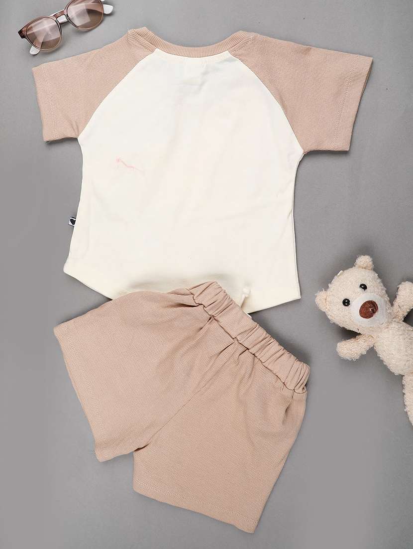 beige cotton combo infant twin set - 22341696 -  Standard Image - 2
