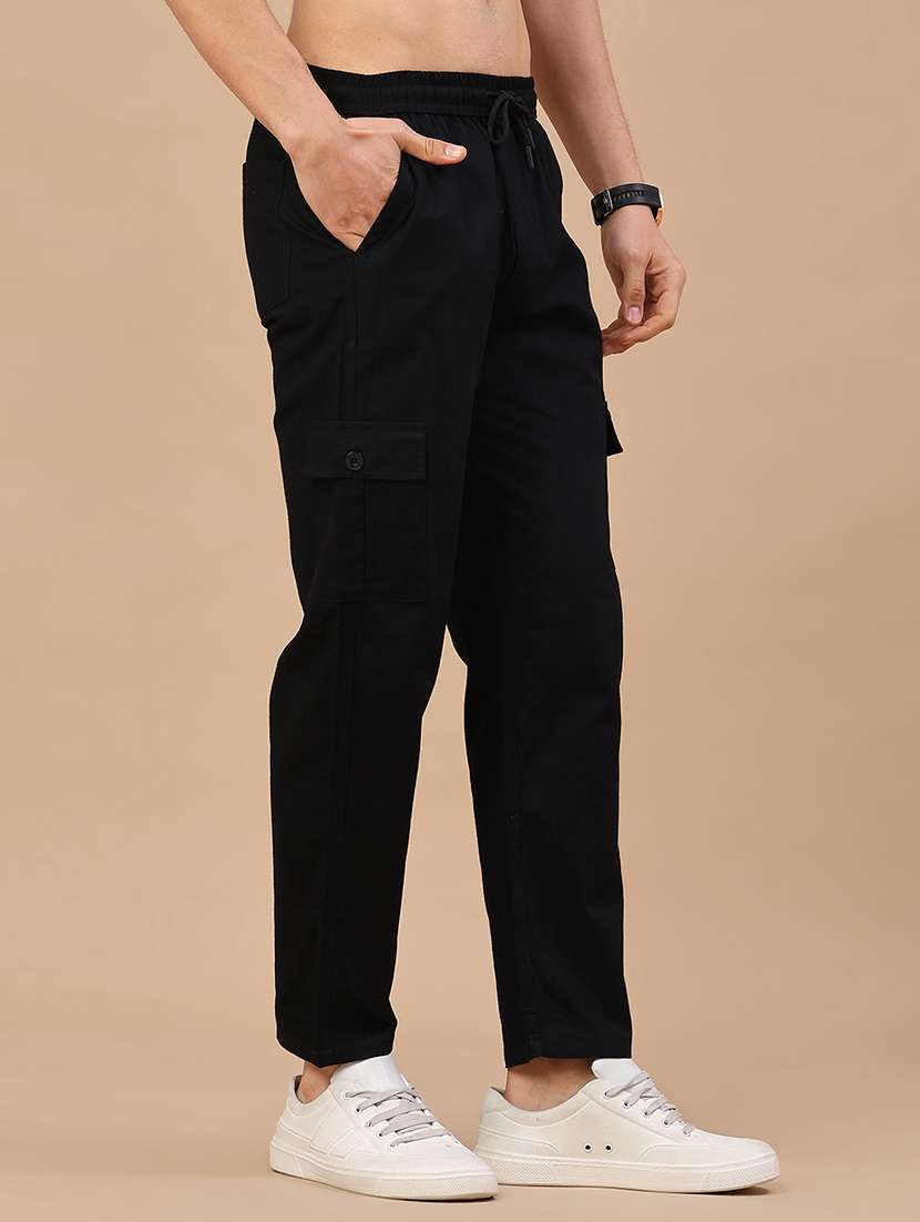 men solid mid rise regular fit cargo  - 22341720 -  Standard Image - 2