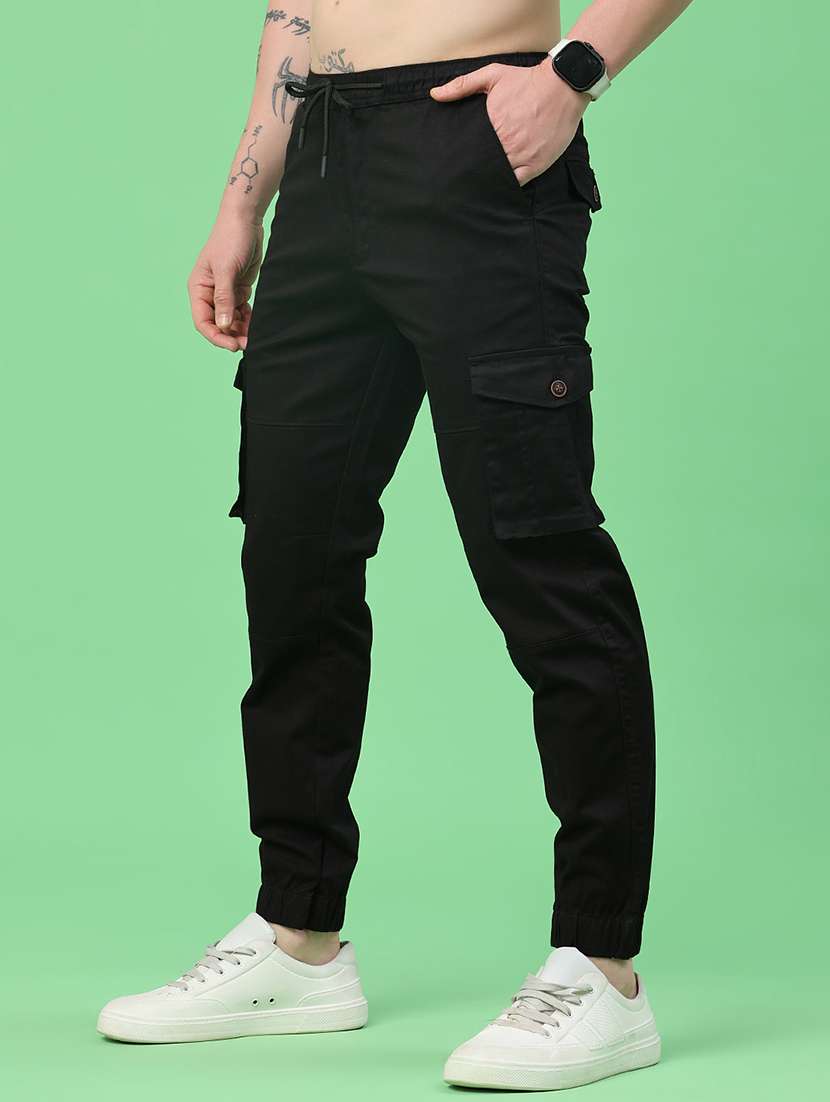 men solid mid rise regular fit jogger - 22341726 -  Standard Image - 2