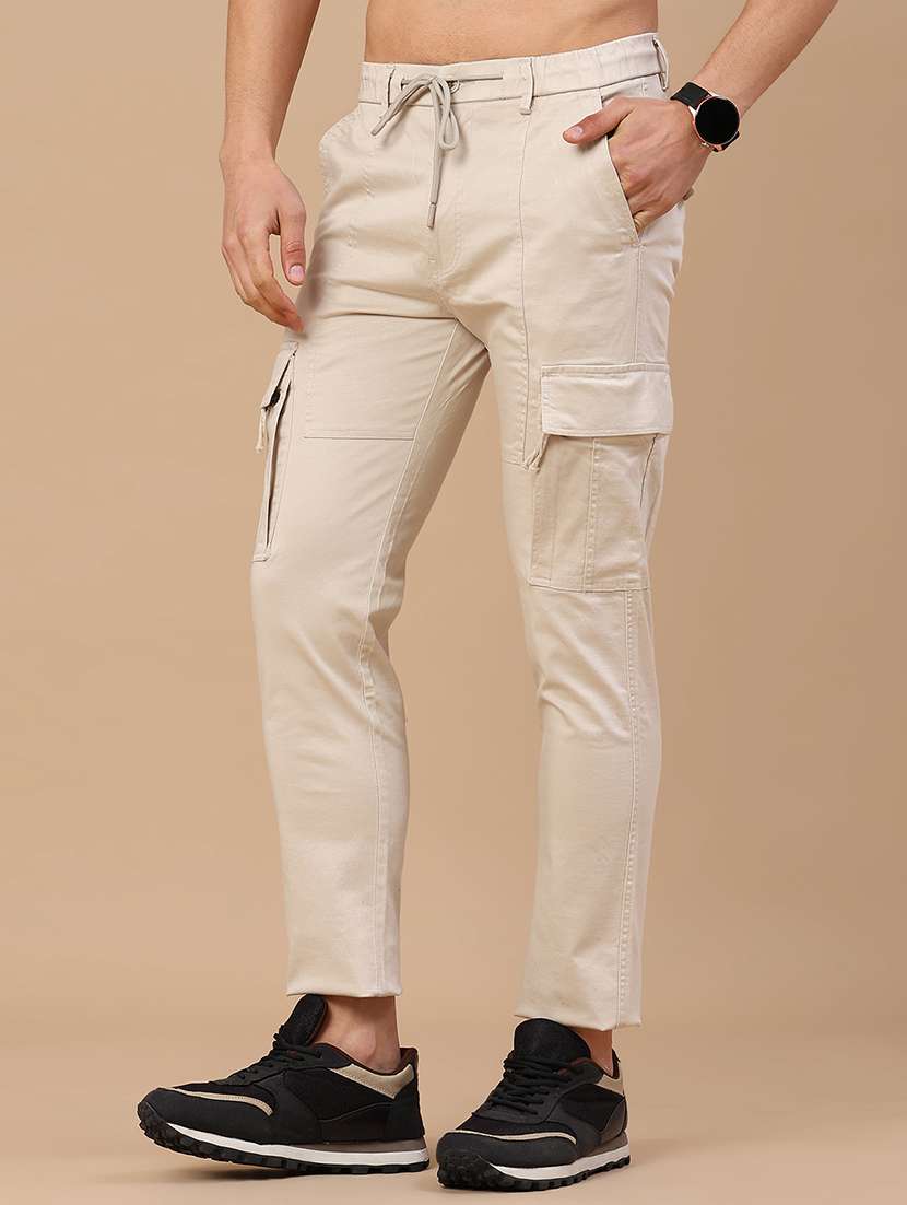 men solid mid rise regular fit cargo  - 22341738 -  Standard Image - 2