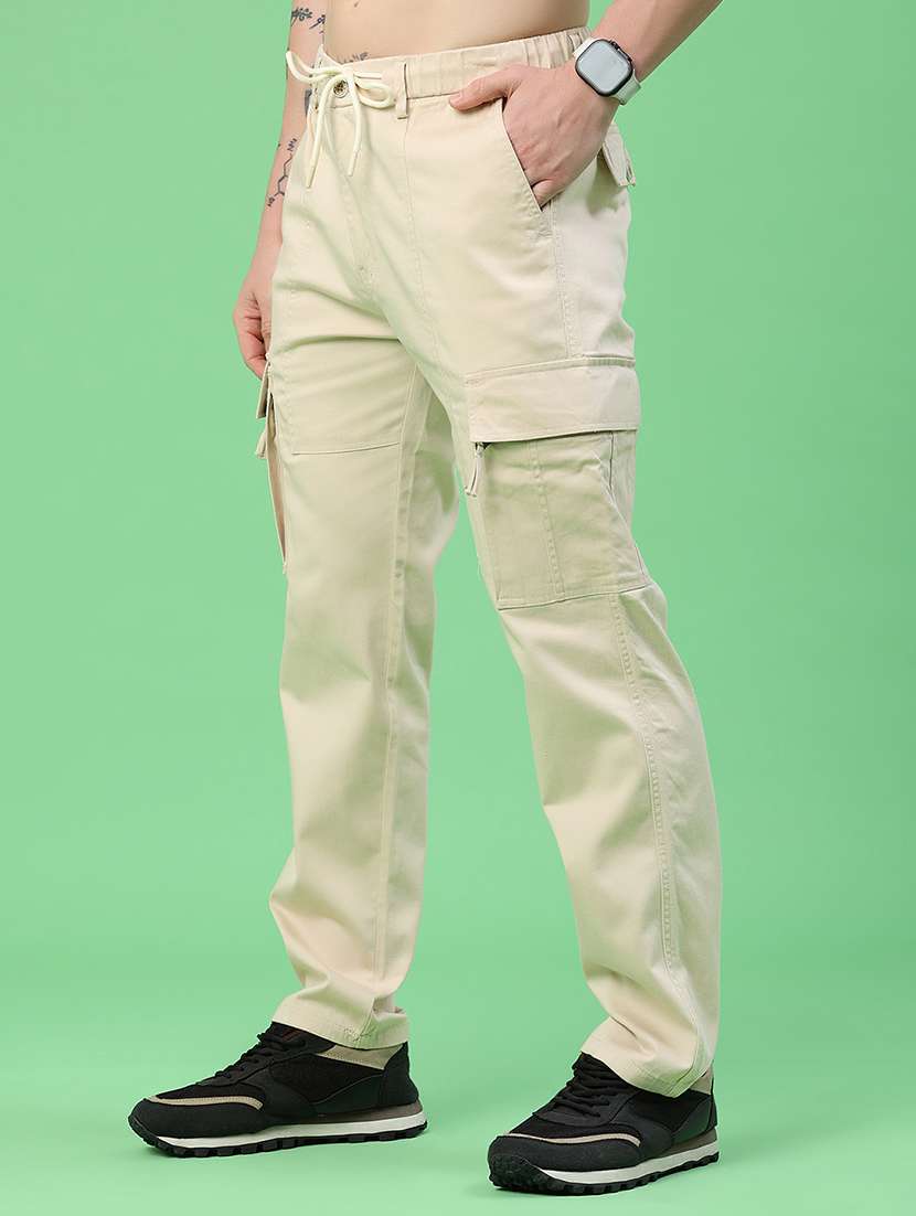 men solid mid rise regular fit cargo  - 22341739 -  Standard Image - 2