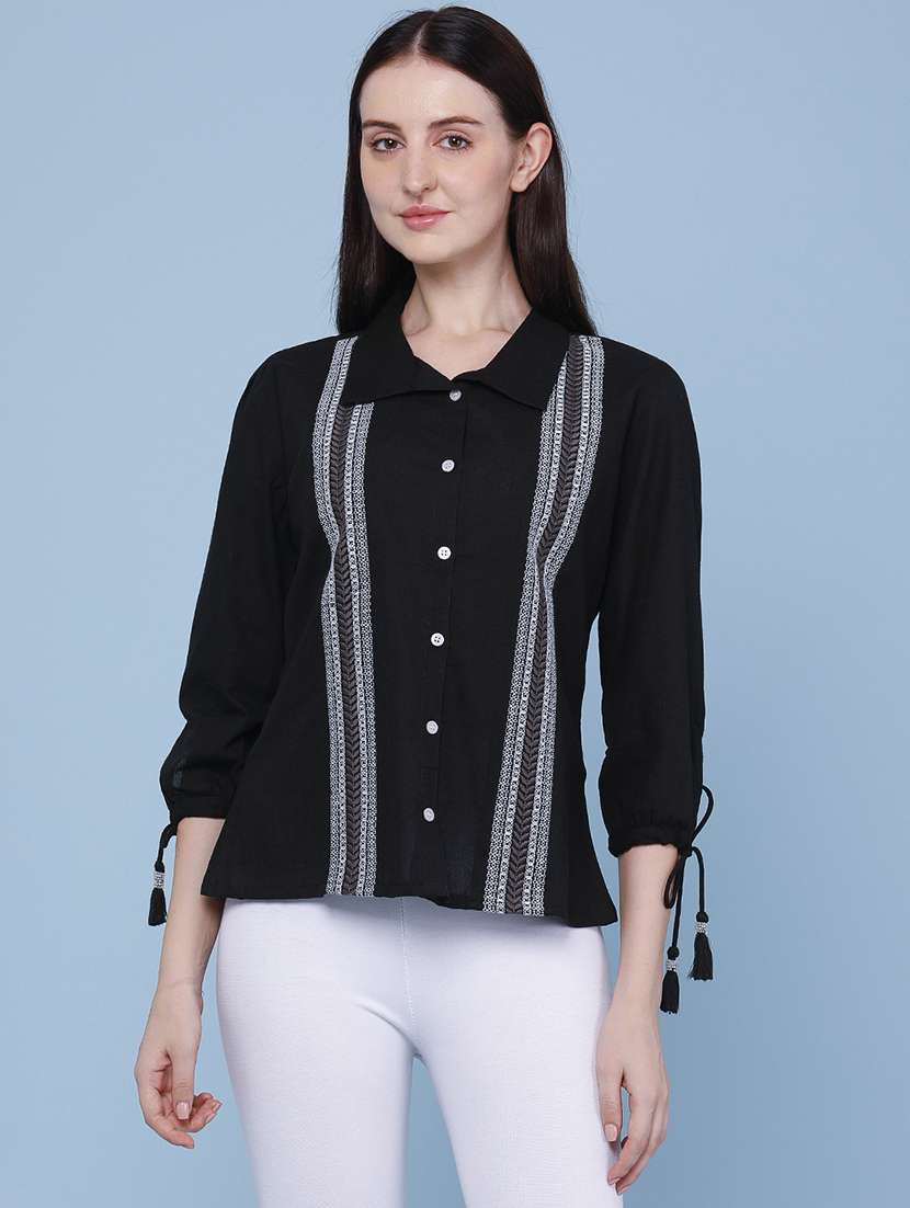 women embroidered collared regular shirt - 22341751 -  Standard Image - 2