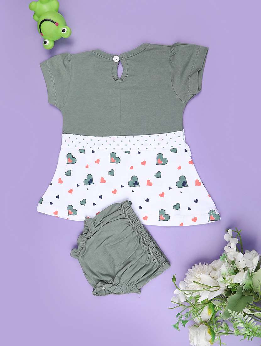 green cotton infant frock - 22341758 -  Standard Image - 2