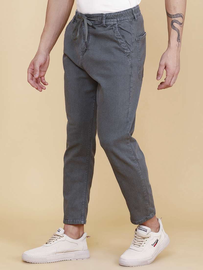 men plain mid rise full length tapered jeans - 22341875 -  Standard Image - 2
