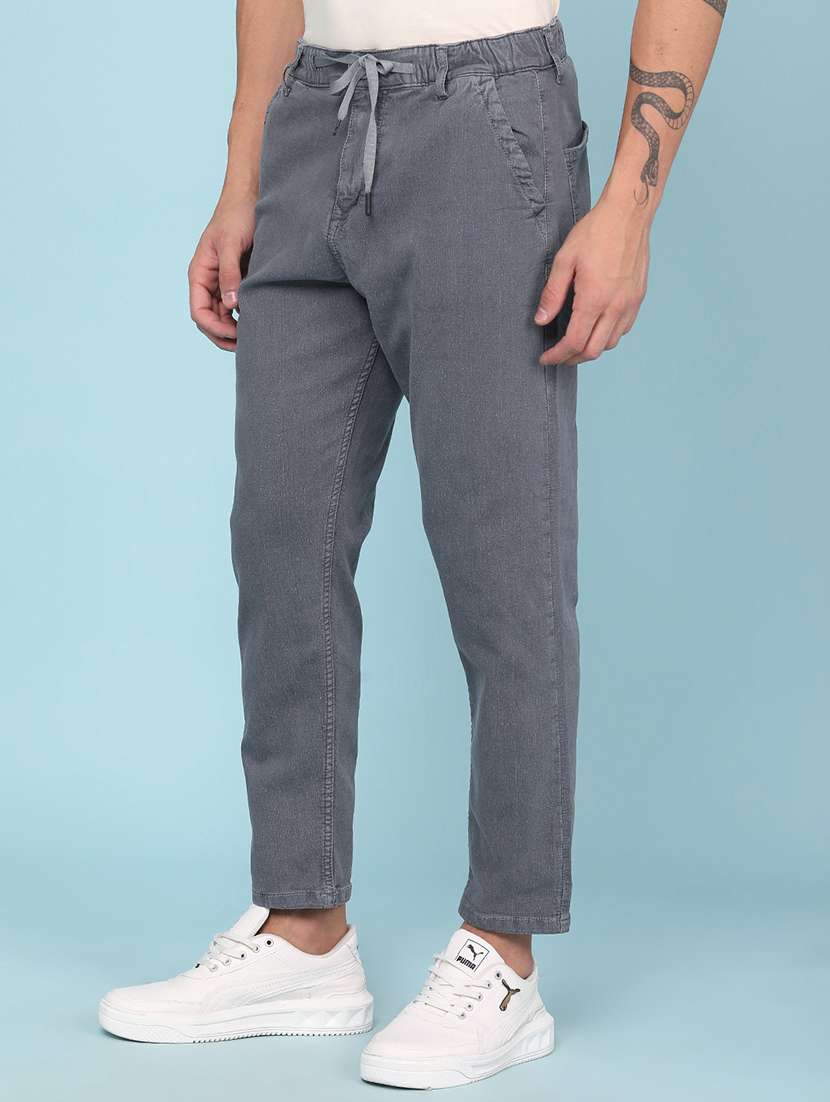 men plain mid rise full length tapered jeans - 22341876 -  Standard Image - 2