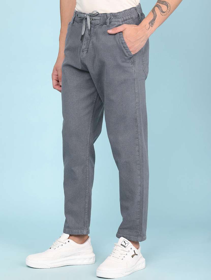 men plain mid rise full length tapered jeans - 22341878 -  Standard Image - 2