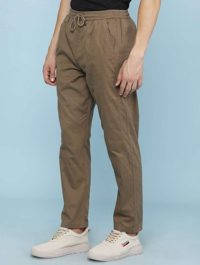 men solid mid rise flat front trouser - 22341923 -  Standard Image - 2