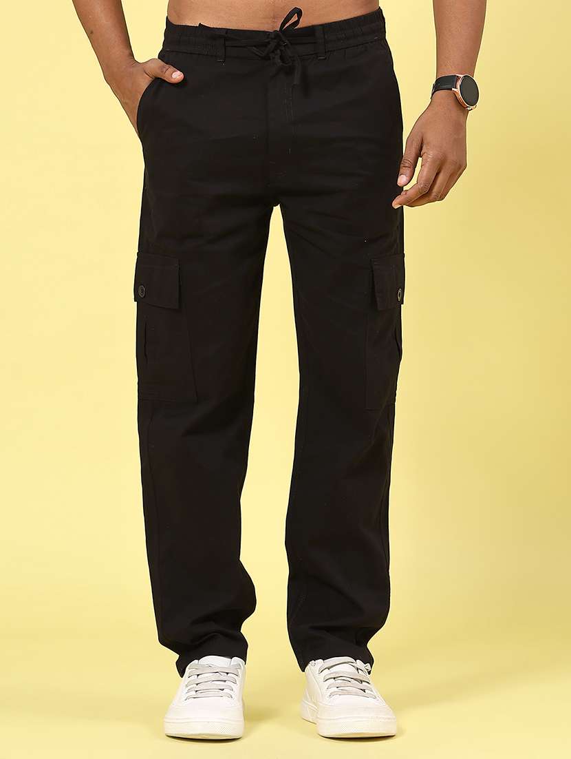 black cotton  full length track pant
