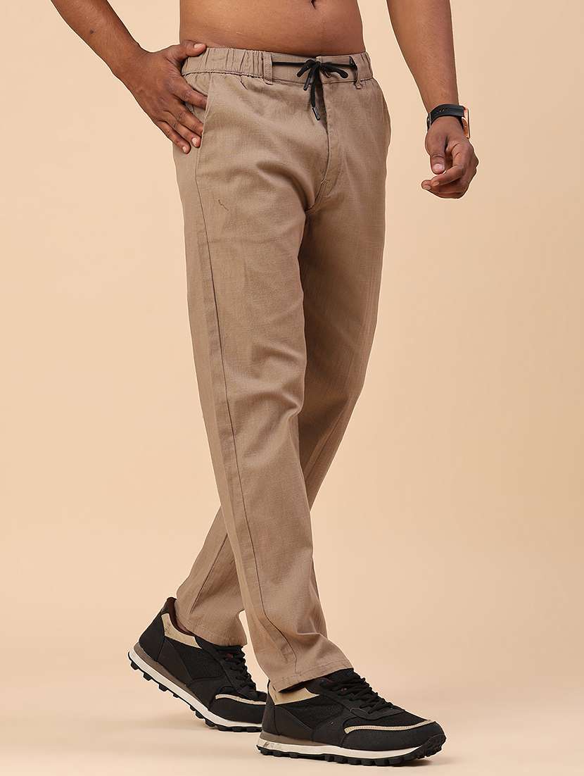 khaki cotton  full length track pant - 22341948 -  Standard Image - 2