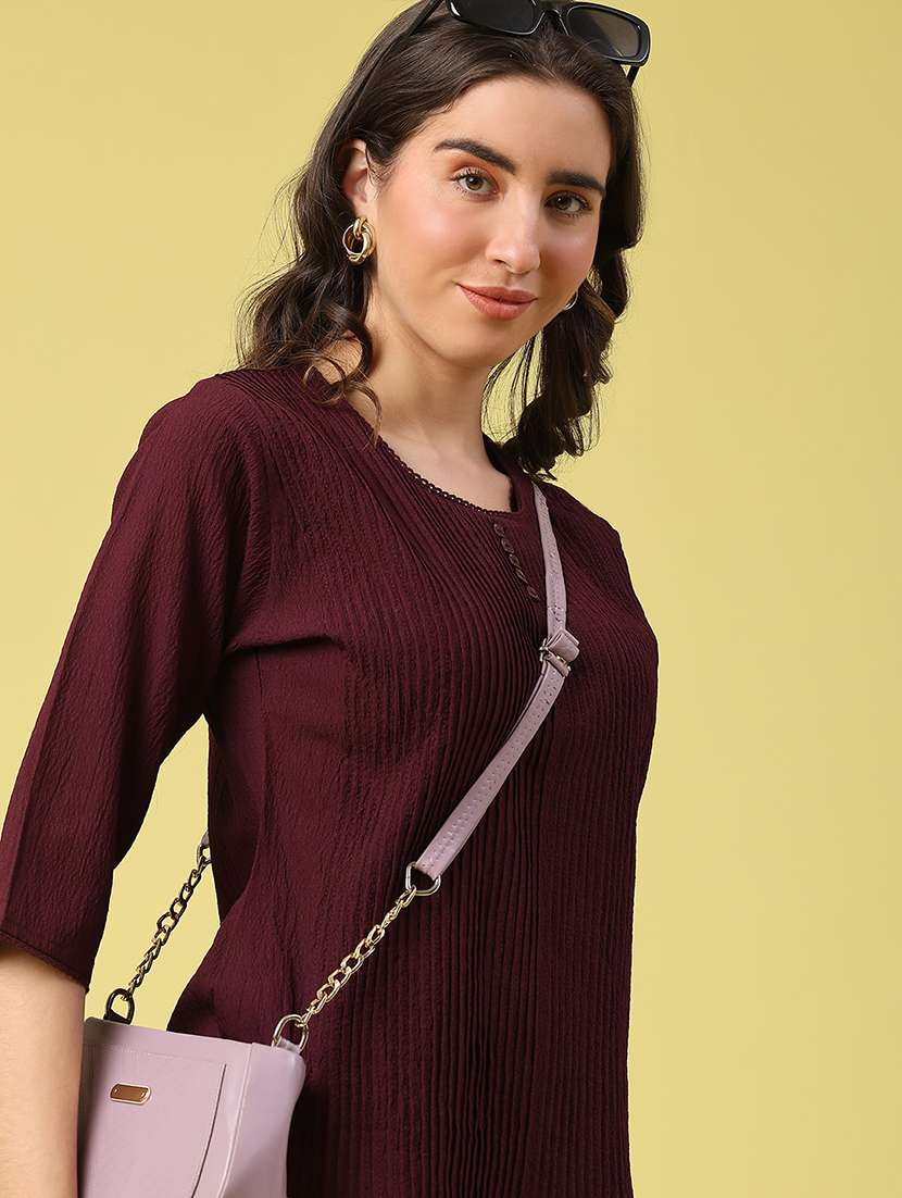 women solid three quarter sleeve top