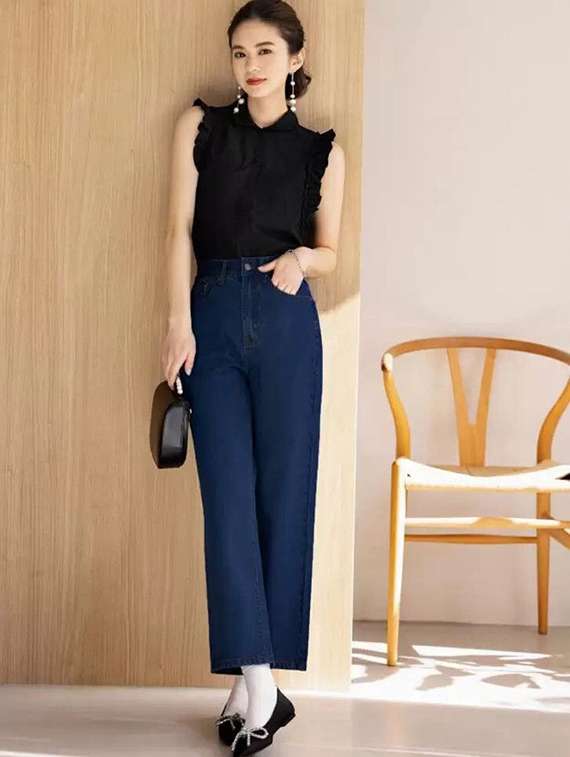 women solid high rise straight jean - 22342535 -  Standard Image - 2