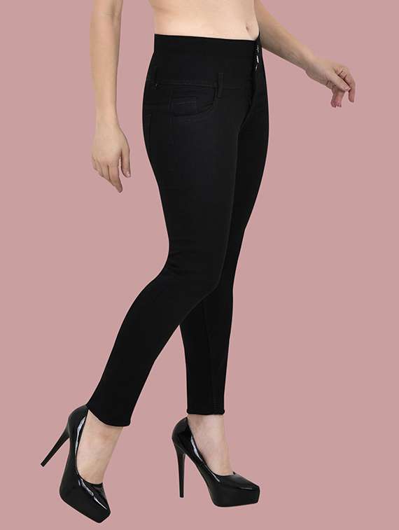 women solid mid rise slim fit jean