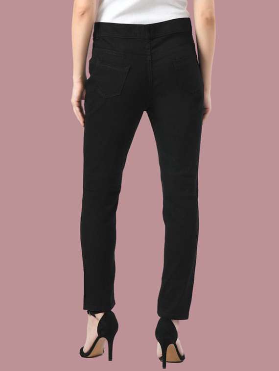 women solid slash knee mid rise slim fit jean - 22342728 -  Standard Image - 2