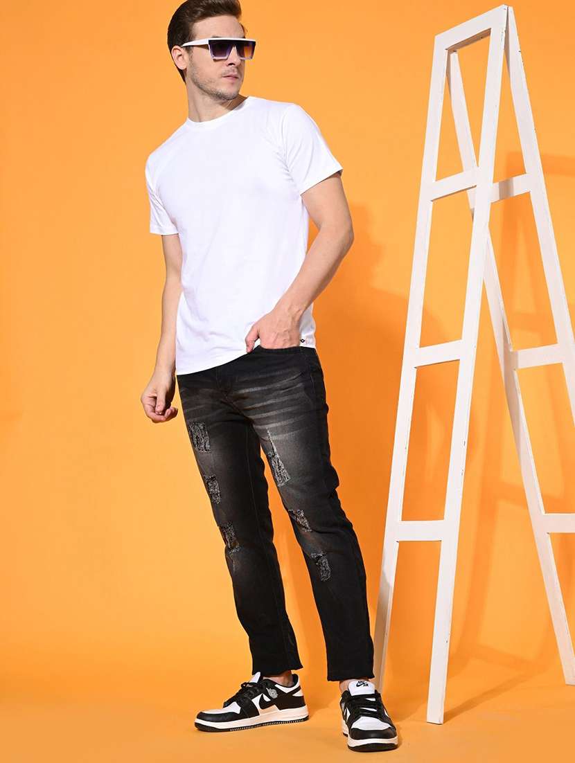 men distress mid rise full length slim fit jeans - 22342759 -  Standard Image - 2