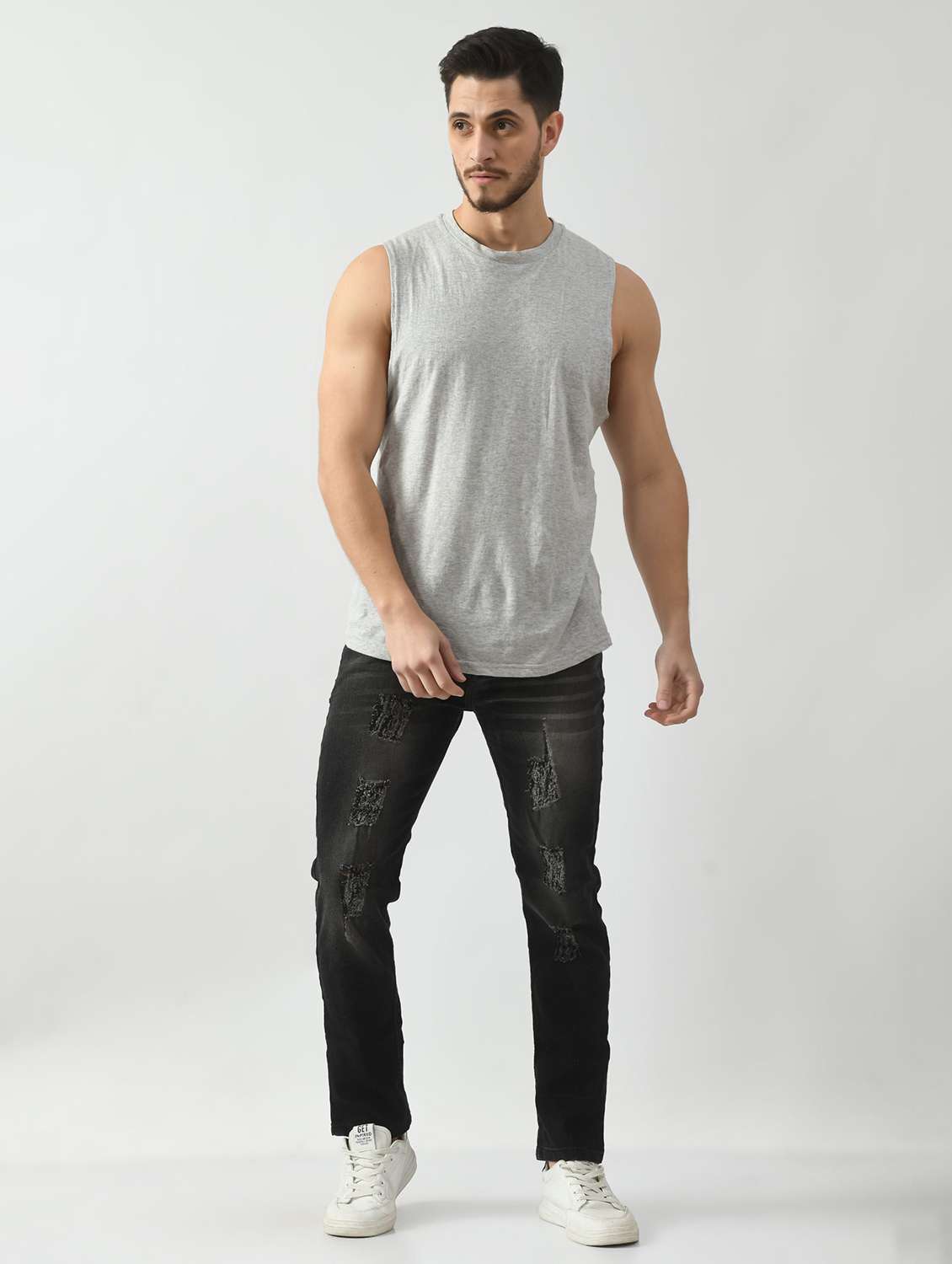 men distress mid rise full length slim fit jeans - 22342765 -  Standard Image - 2