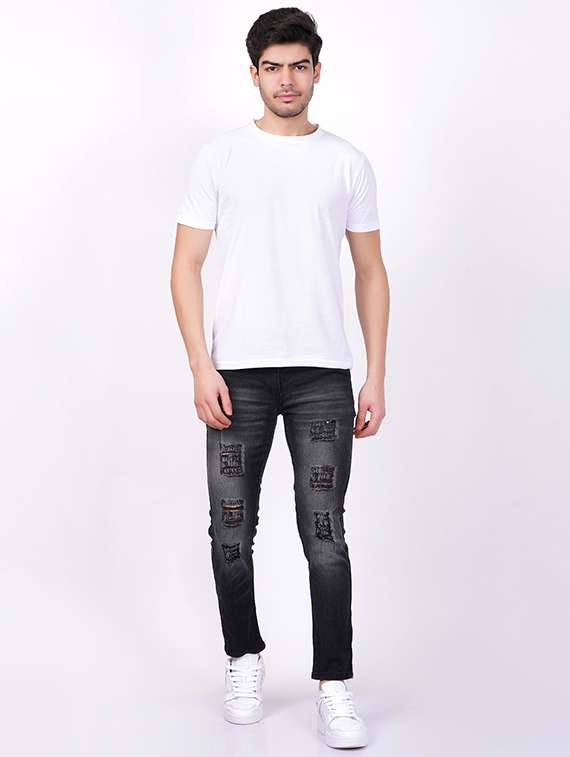 men distress mid rise full length slim fit jeans - 22342774 -  Standard Image - 2