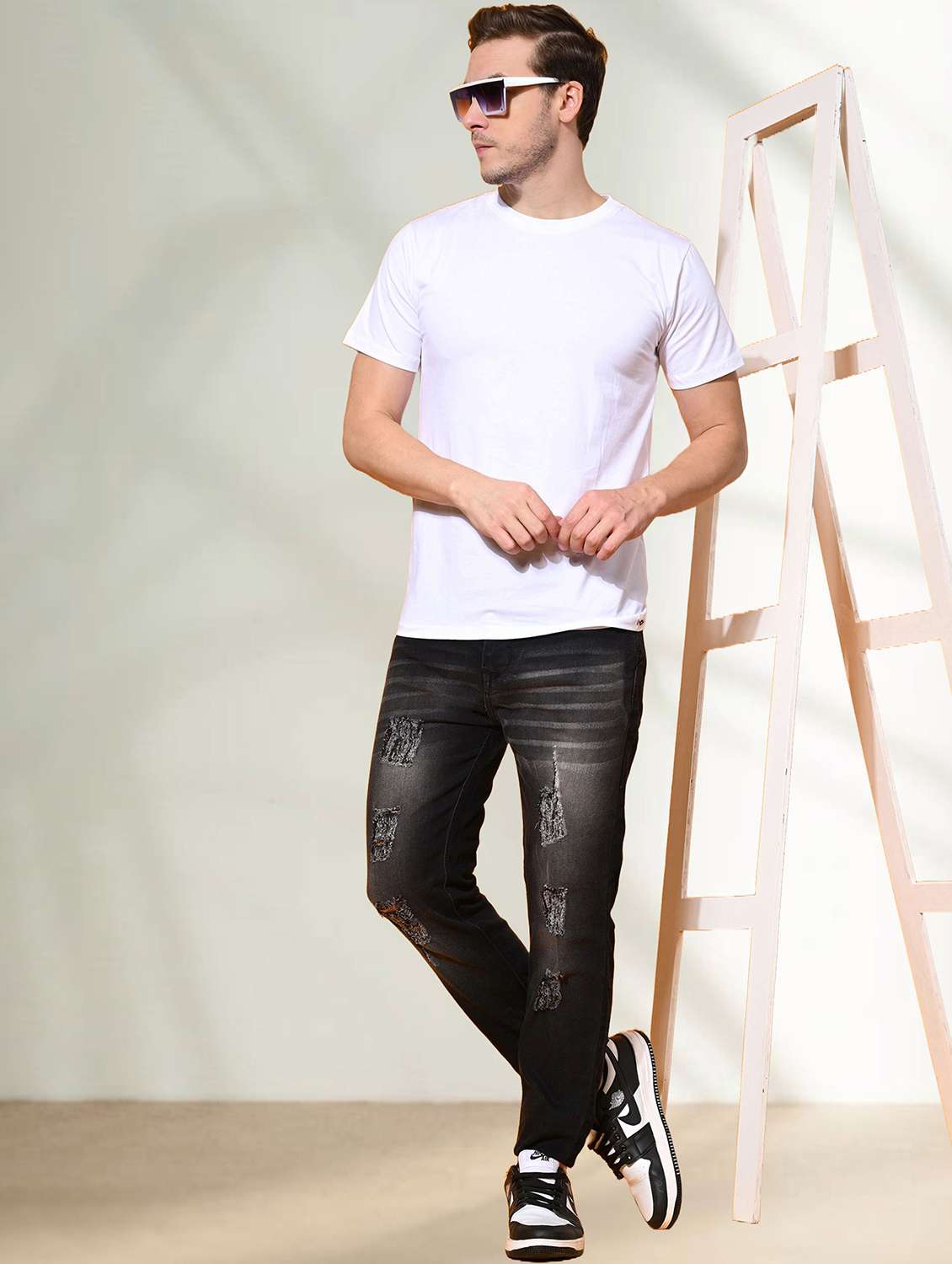 men distress mid rise full length slim fit jeans - 22342785 -  Standard Image - 2