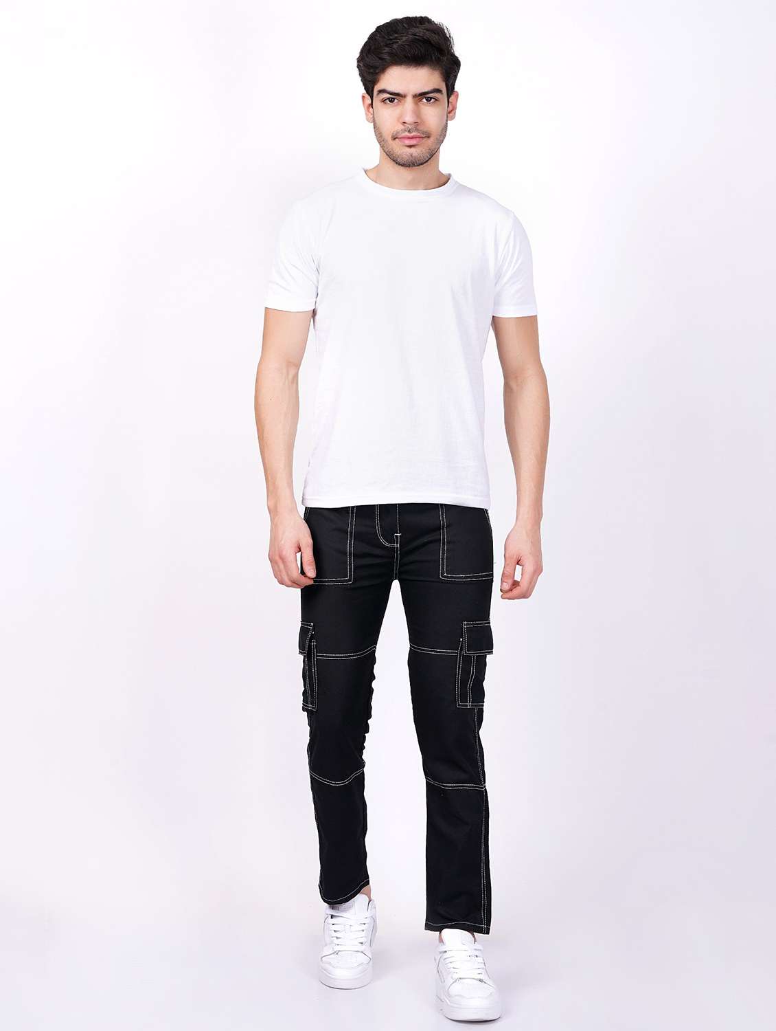 men solid mid rise regular fit cargo  - 22342861 -  Standard Image - 2