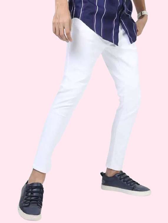 men plain mid rise full length slim fit jeans