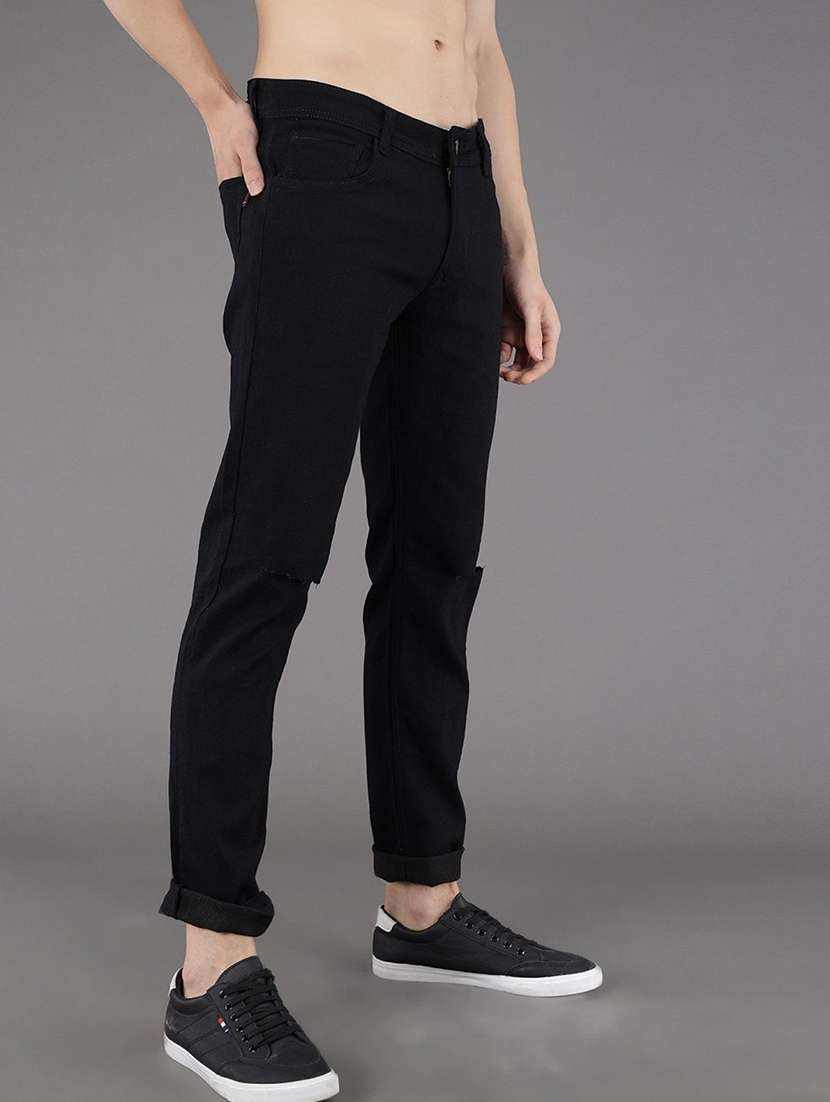 men slash knee mid rise full length jeans - 22343124 -  Standard Image - 2