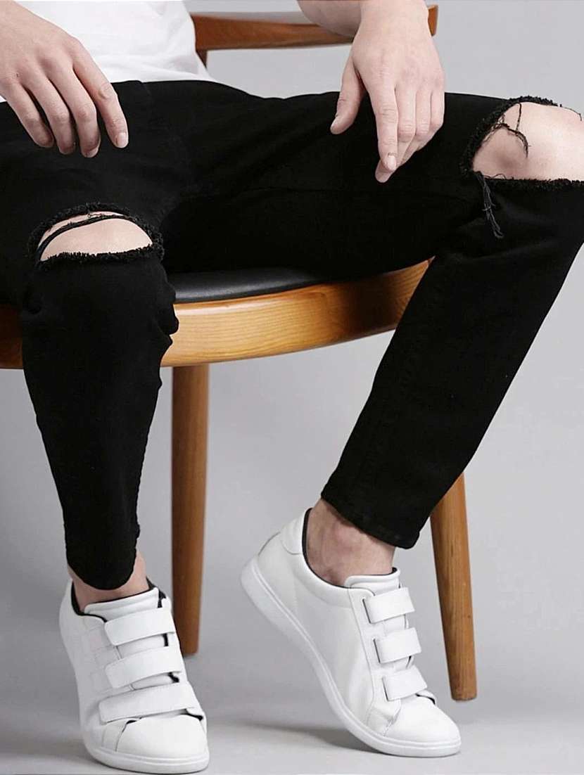 men slash knee mid rise full length jeans - 22343343 -  Standard Image - 2