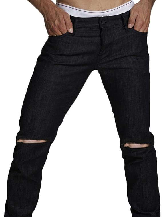 men slash knee mid rise full length jeans - 22343454 -  Standard Image - 2