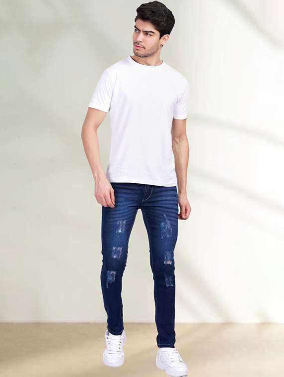 men distress mid rise full length slim fit jeans - 22344065 -  Standard Image - 2