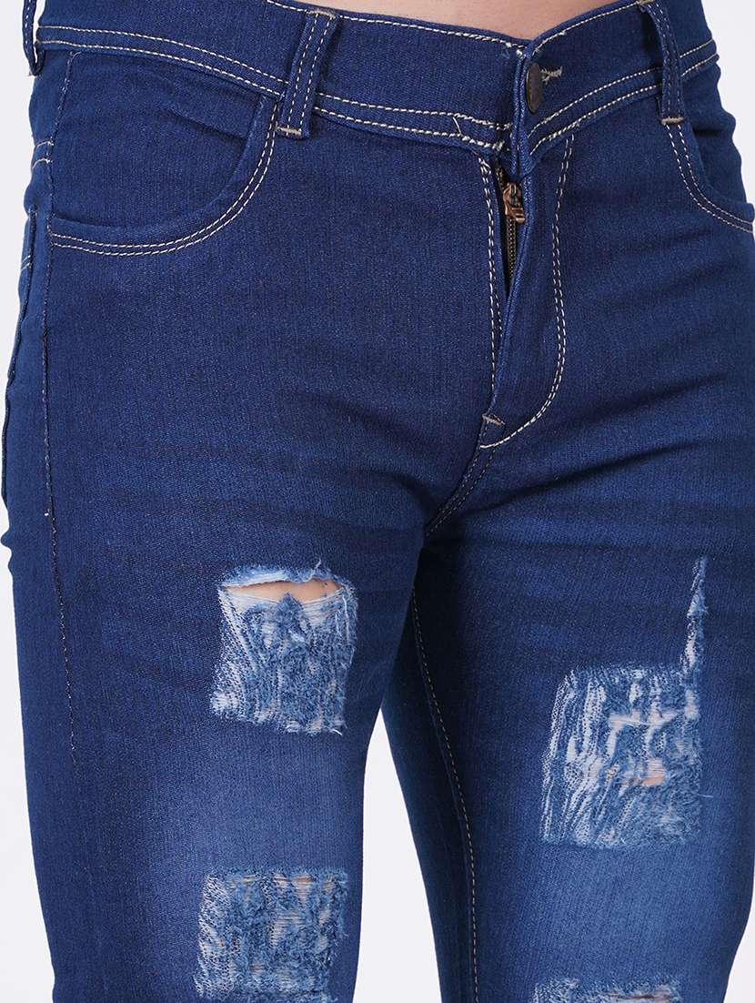 men distress mid rise full length slim fit jeans - 22344081 -  Standard Image - 2