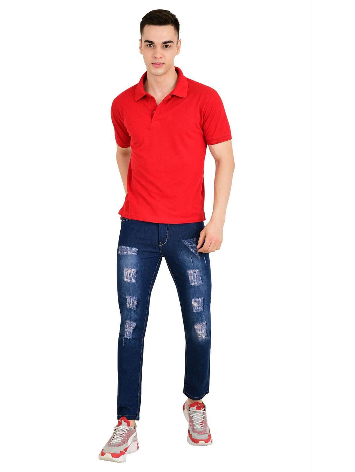 men distress mid rise full length slim fit jeans - 22344087 -  Standard Image - 2