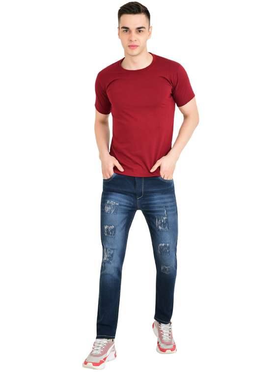 men distress mid rise full length slim fit jeans - 22344089 -  Standard Image - 2