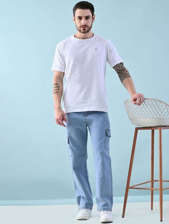 men solid mid rise relaxed fit cargo - 22344143 -  Standard Image - 2