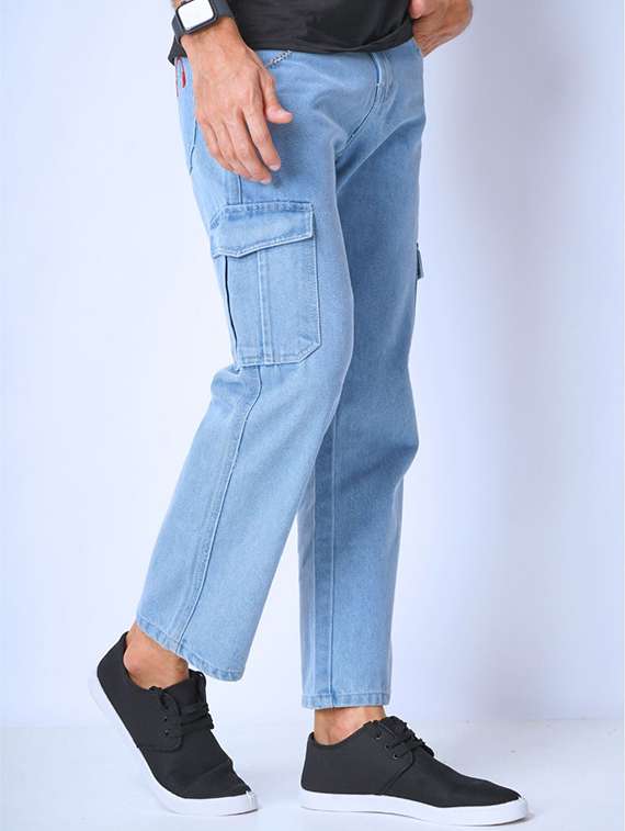 men solid mid rise denim cargo - 22344161 -  Standard Image - 2