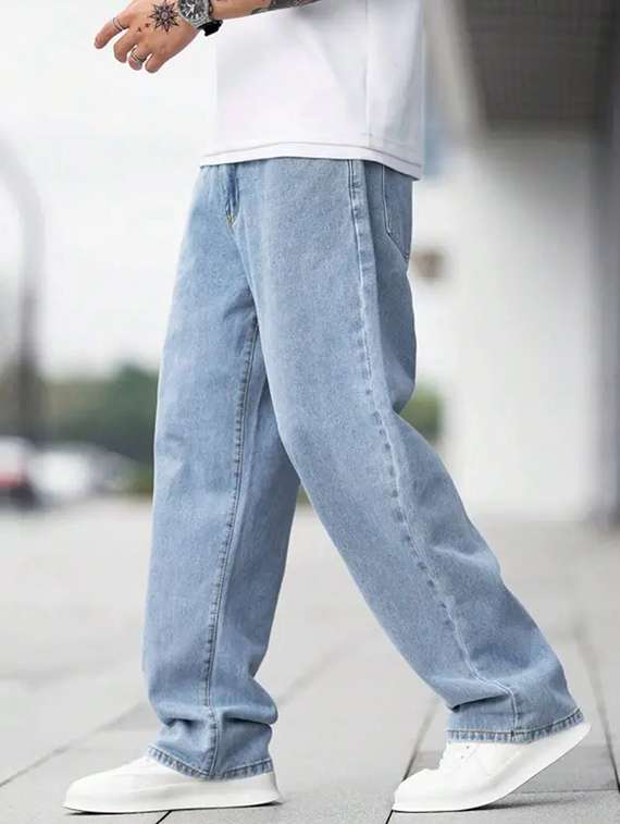 men plain mid rise full length jeans - 22344177 -  Standard Image - 2