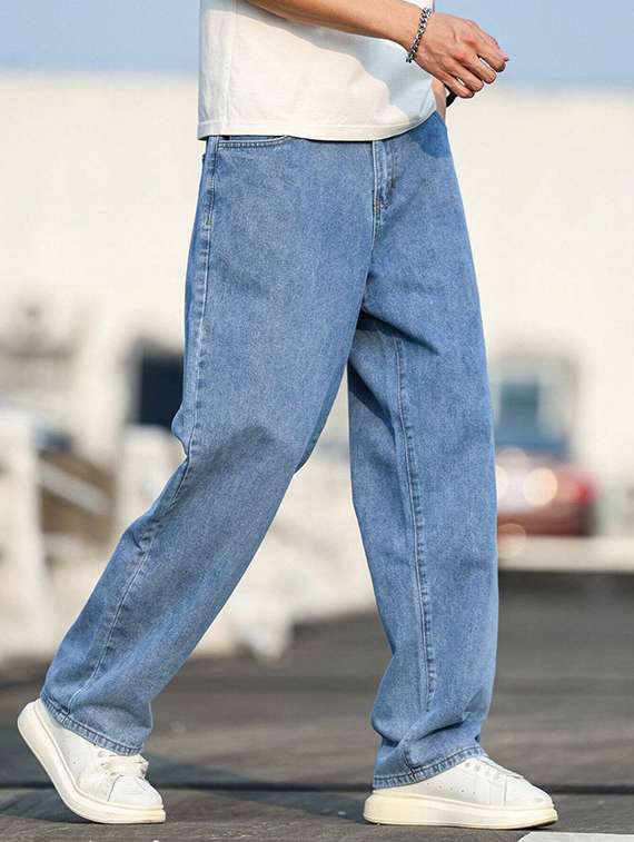 men plain mid rise full length jeans - 22344196 -  Standard Image - 2